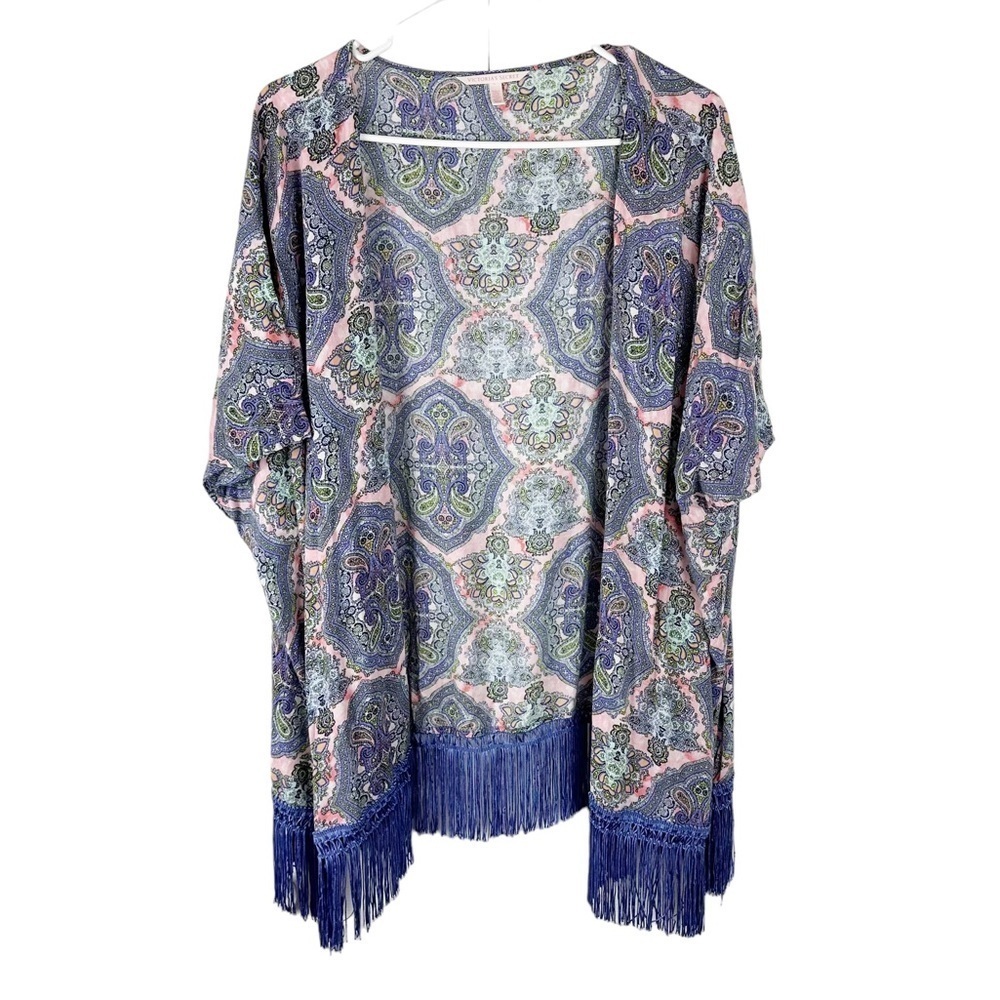 Victoria Secret Paisley Fringe Kimono Cardigan Beach Swim Coverup Size M/L